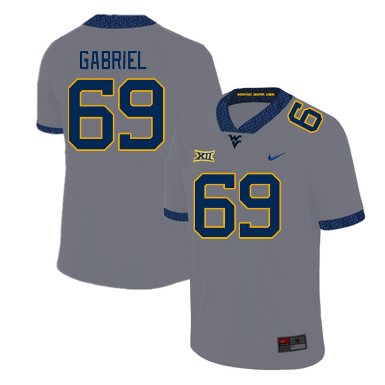 Men #69 Nate Gabriel West Virginia Mountaineers College Football Jerseys Stitched Sale-Grey